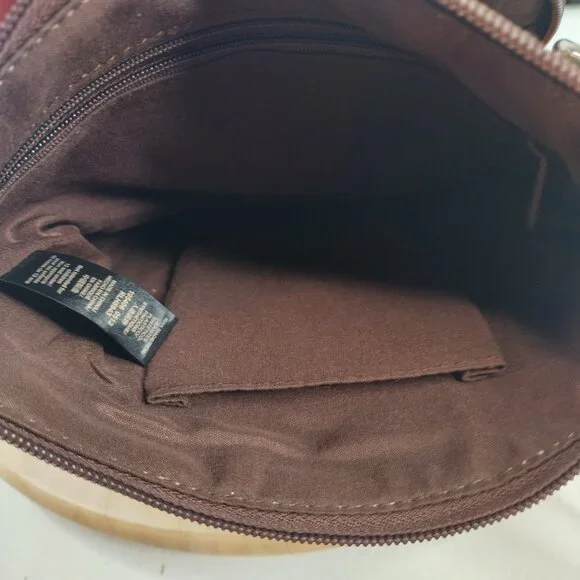 Relic Crossbody Purse Canvas & Faux Leather Trim Brown Floral & Stripes Small - Picture 10 of 15